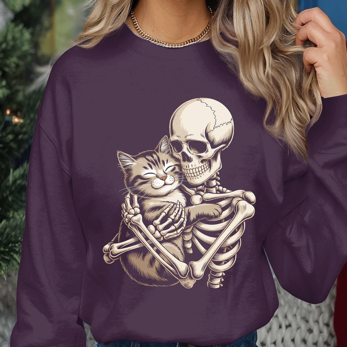 Skeleton Cat Shirt, Cute Spooky Skeleton Hug Cat Halloween Tee, Haunted Skeleton Costume, Cat Halloween Shirt, Halloween Cat Sweatshirt Gift
