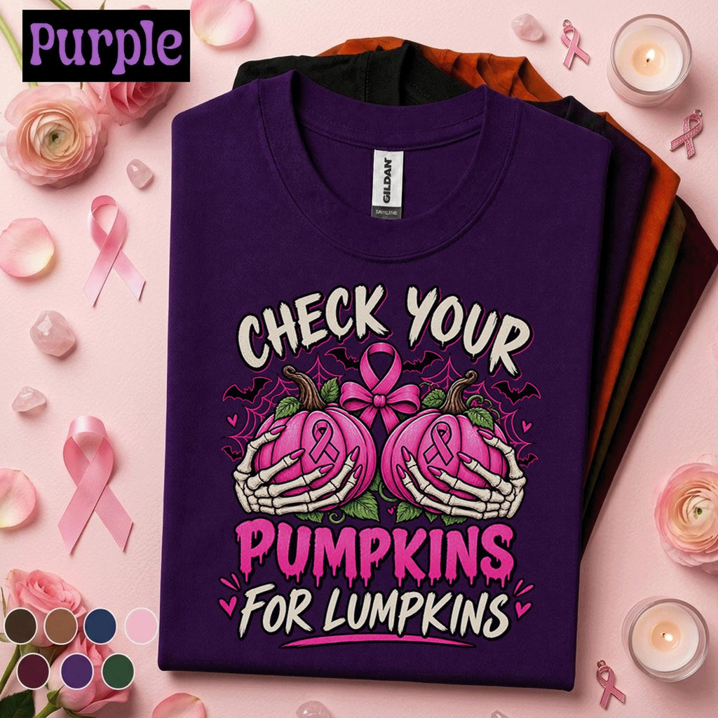 Breast Cancer Awareness Shirt, Check Your Pumpkins Tee, Pink Ribbon Halloween Shirt, Funny October Pink Out Gift, Spooky Awareness Tee
