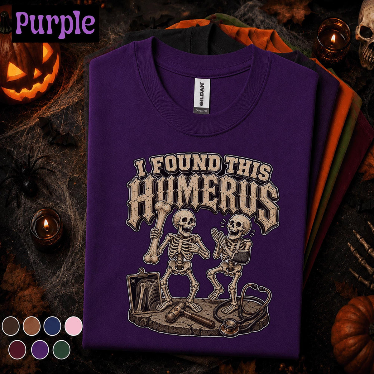 I Found This Humerus Halloween Shirt, Funny Orthopedic Nurse Tee, Skeleton Medical Pun Shirt, Spooky Healthcare Worker Gift for Nurses