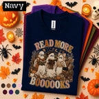 Read More Boooooks Halloween Shirt, Cute Reading Ghost Teacher Tee, Book Lover Spooky Season Shirt, Cozy Fall Librarian Gift Tee