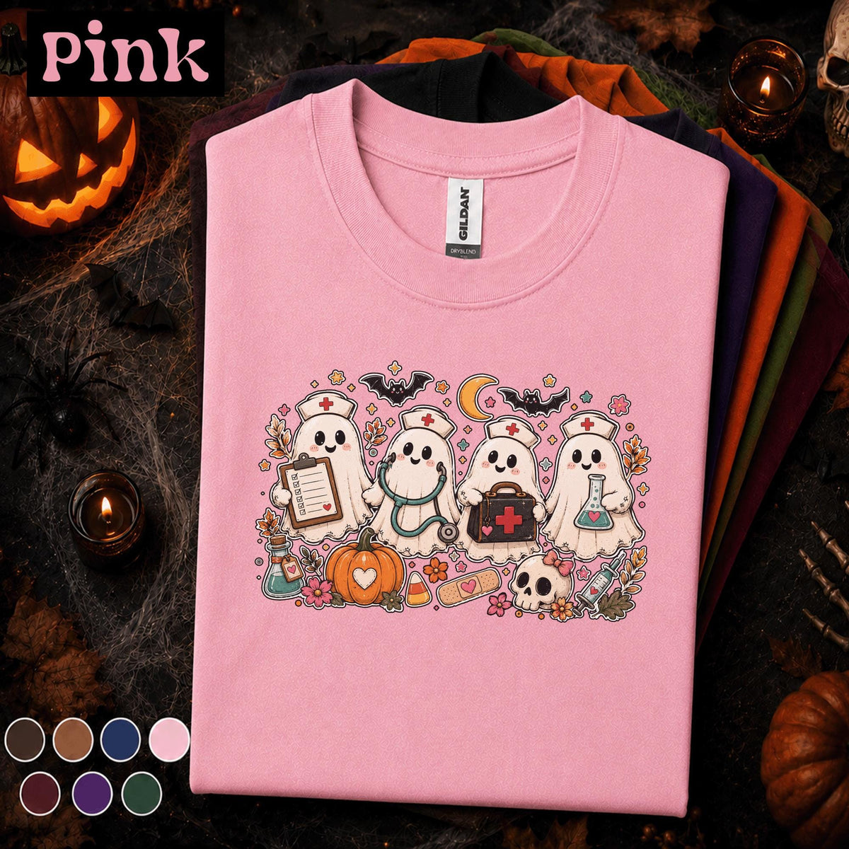 Cute Ghost Nurse Halloween Shirt, Spooky Nursing Tee, Medical Pumpkin Shirt, Healthcare Worker Halloween Gift, Nurse Squad Costume Tee