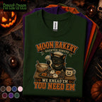 Black Cat Halloween Shirt, Moon Bakery Haunted Donuts Tee, Funny Baking Cat T Shirt, Spooky Baker Gift, Cute Fall Coffee Pumpkin Top