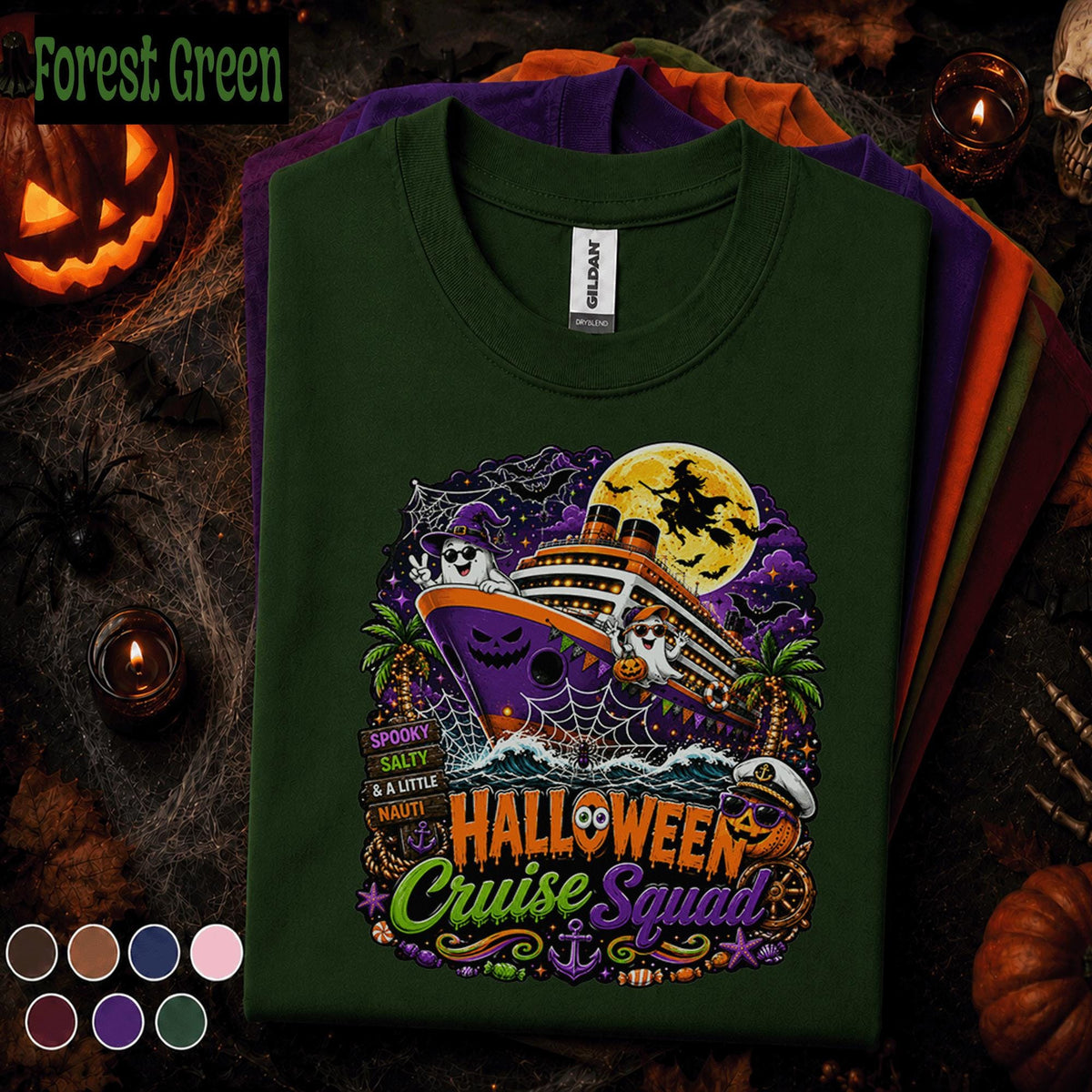 Halloween Cruise Squad Shirt, Spooky Salty Nauti Cruise Tee, Ghost Witch Pumpkin Vacation Shirt, Family Group Halloween Cruise Gift