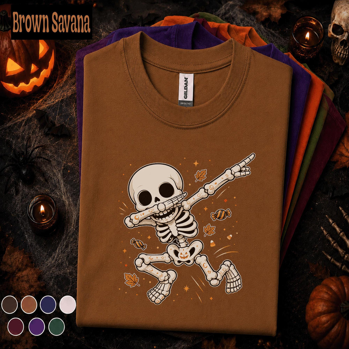 Dabbing Skeleton Halloween Shirt, Funny Spooky Season Tee, Cute Skeleton Shirt, Kids Youth Boys Halloween Gift, October Party Tee