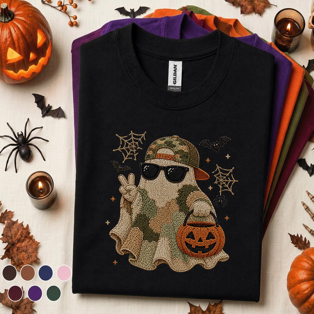 Camo Ghost Halloween Shirt, Cool Ghost Tee
