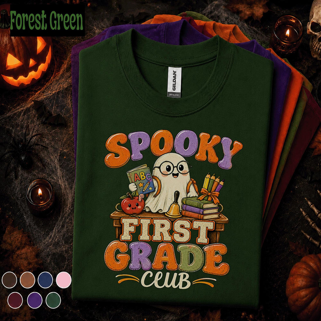 Spooky First Grade Club Halloween Shirt, Cute Ghost Teacher Tee, First Grade Teacher Gift, Halloween School Shirt, Fall Classroom Tee
