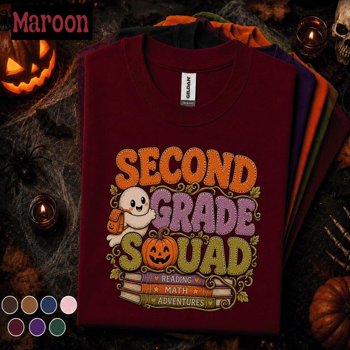 Second Grade Squad Halloween Shirt, Teacher Ghost Pumpkin Tee, 2nd Grade Teacher Shirt, Spooky School Team Tee, Fall Classroom Gift