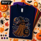 Leopard Ghost Halloween Shirt, Witch Ghost T Shirt, Spooky Season Tee, Pumpkin Shirt, Cute Witchy Fall Tee, Halloween Ghost Gift
