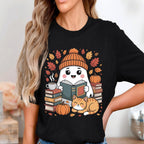 Cute Ghost Reading Books Shirt, Teacher Librarian Halloween Gift, Halloween Book Lover, Halloween School, autumn ghost Sweatshirt Teachers