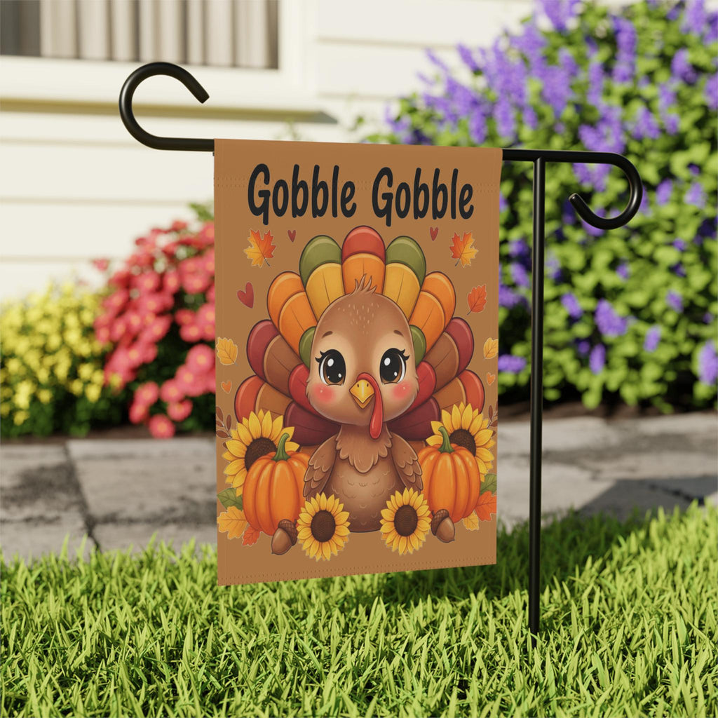 Gobble Gobble Garden Flag – Cute Thanksgiving Turkey Fall Sublimation Design for Rustic Autumn Decor, Thanksgiving Yard Flag