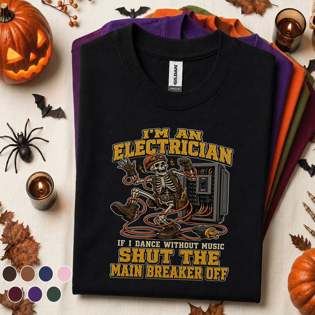 Electrician Halloween Shirt, Funny Skeleton Electrician Tee