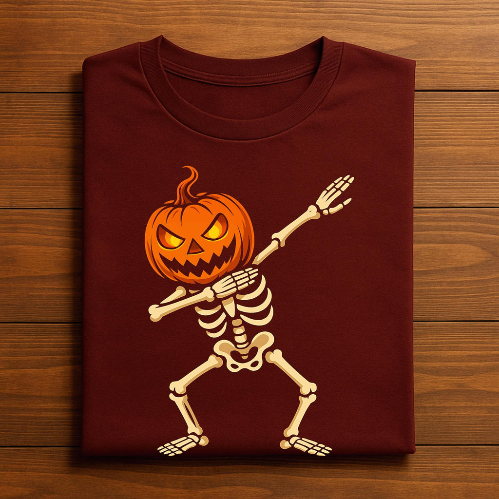 Dabbing Skeleton Pumpkin Shirt, Funny Halloween Dab Tee, Gift Kids & Teen Halloween Shirt, Dabbing Halloween Skeleton T-Shirt For Boy Girl