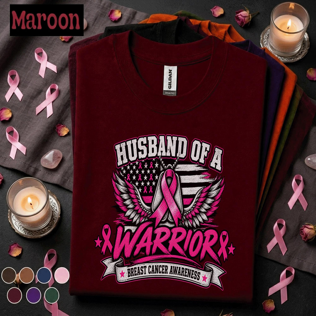 Husband of a Breast Cancer Warrior Shirt, Pink Ribbon Awareness Tee, Supportive Husband Gift, Breast Cancer Fighter Family Support Shirt