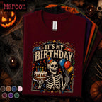 It's My Birthday Skeleton Shirt, Funny Birthday Halloween Tee, Spooky Birthday T Shirt, Skeleton Cake Party Tee, Retro Birthday Gift