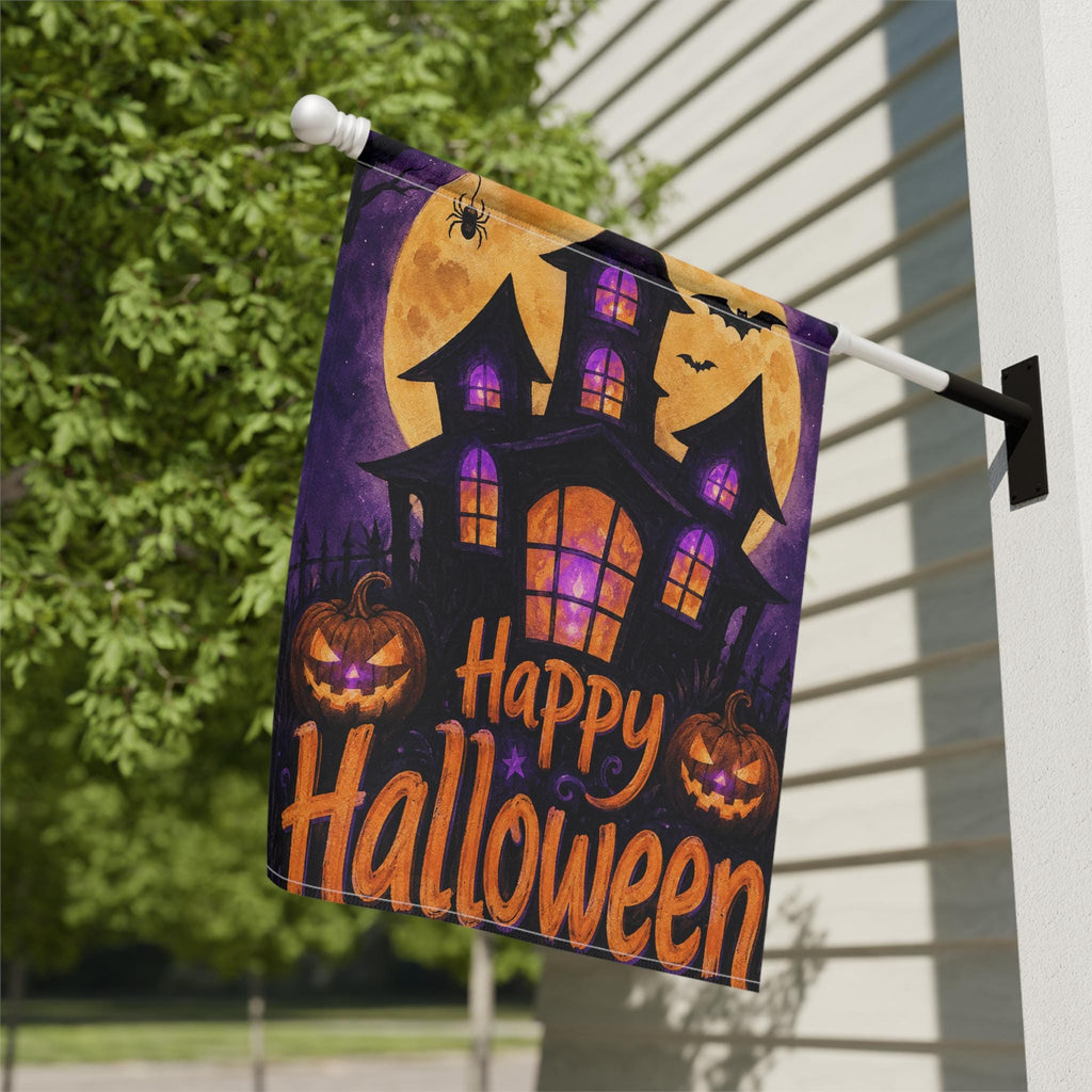 Halloween Garden Flag, Haunted House Yard Decor, Spooky Pumpkin Outdoor Flag, Full Moon Witchy Porch Decoration, Fall Home Accent Decor