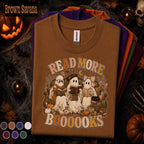 Read More Boooooks Halloween Shirt, Cute Reading Ghost Teacher Tee, Book Lover Spooky Season Shirt, Cozy Fall Librarian Gift Tee