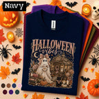 Halloween Vibes Ghost Shirt, Cozy Spooky Season Tee, Cute Cottagecore Ghost T Shirt, Vintage Fall Pumpkin Shirt, Autumn Ghost Lover Gift