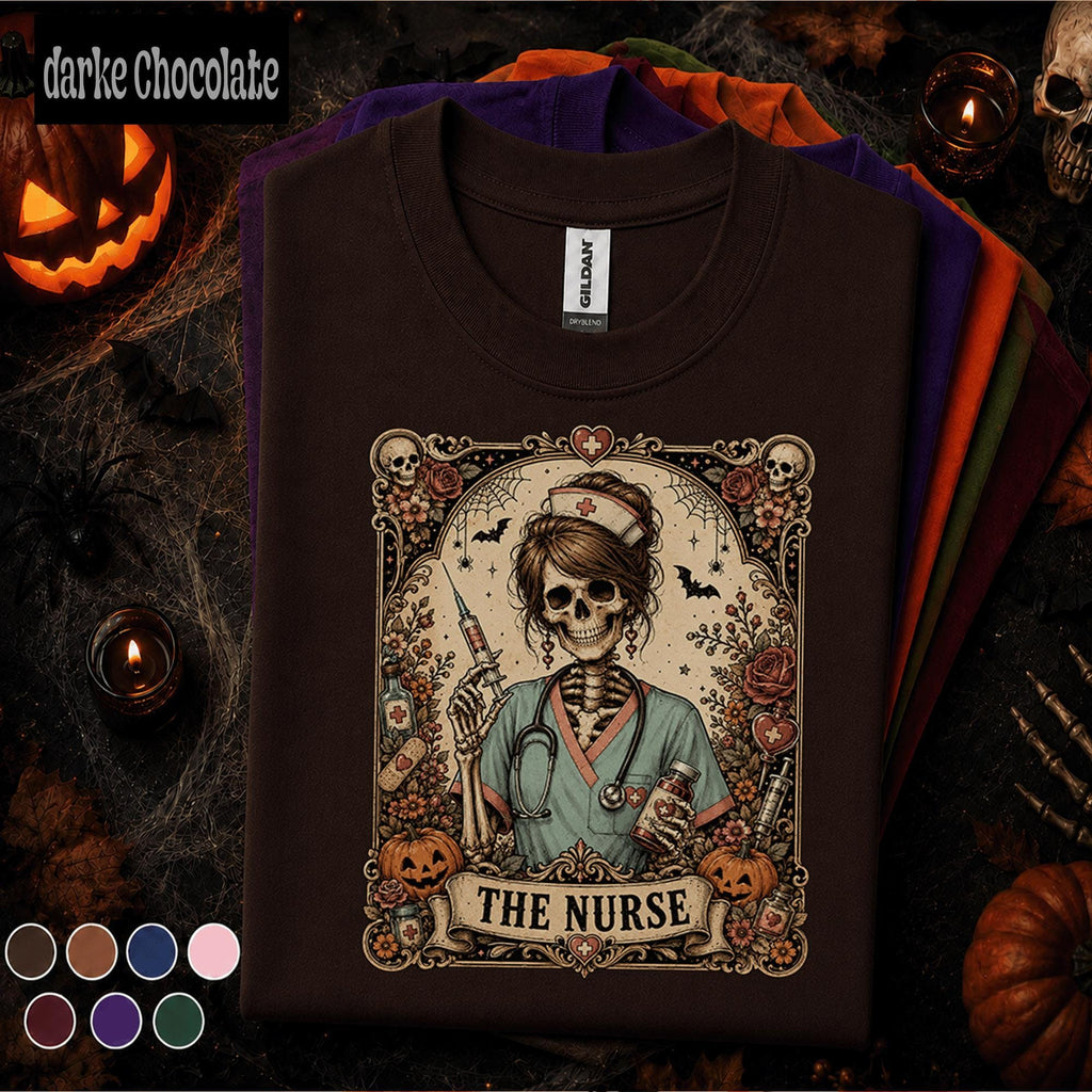 Skeleton Nurse Halloween Shirt, Gothic Nurse Tee, Spooky Nursing Gift, Vintage Medical Halloween Shirt, Registered Nurse Fall T Shirt