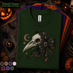 Gothic Raven Skull Halloween Shirt, Celestial Crow T Shirt, Spooky Season Tee, Dark Witchy Shirt, Halloween Goth Gift for Women