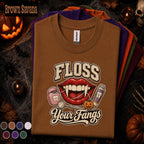 Floss Your Fangs Halloween Shirt, Vampire Dentist Tee, Dental Hygienist Gift, Spooky Dental Assistant Shirt, Dentist Halloween T-Shirt