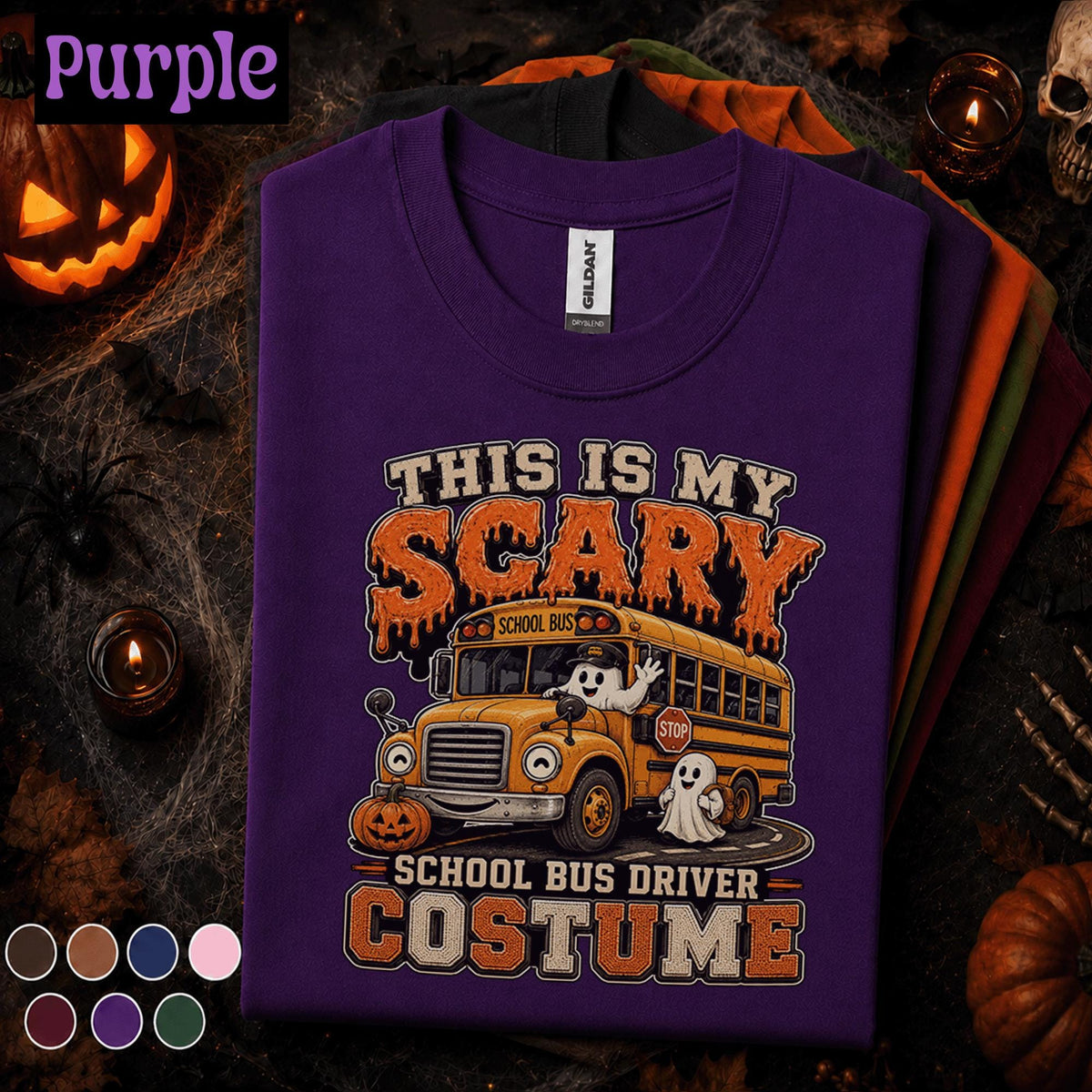 Scary School Bus Driver Halloween Shirt, Funny Ghost Bus Costume Tee, Spooky Teacher Gift, Fall Pumpkin T Shirt, Driver Gift