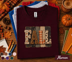Fall Shirt, Rustic Autumn Tee, Cozy Fall Season T-Shirt, Leopard Plaid Floral Lettering, Pumpkin Patch Outfit, Thanksgiving Gift