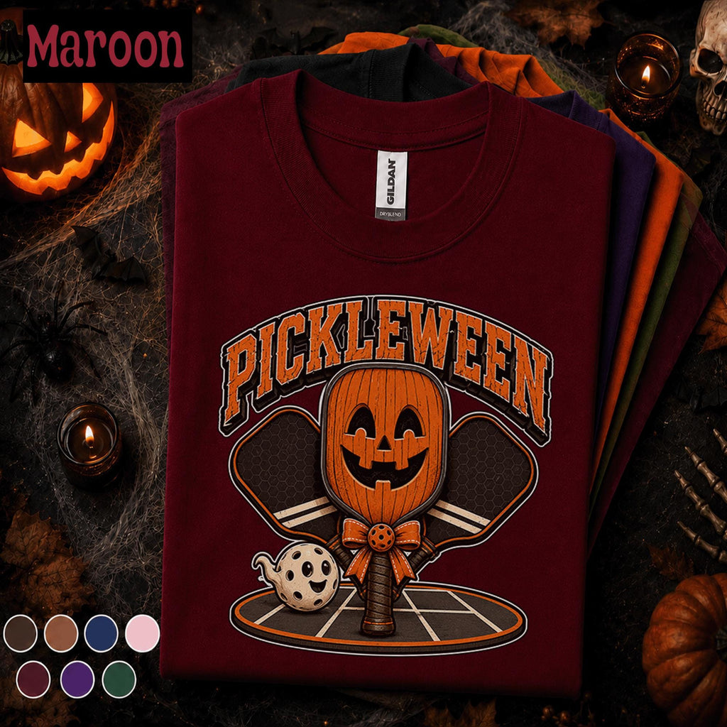 Pickleween Halloween Shirt, Funny Pickleball Pumpkin Tee, Spooky Pickleball Player Gift, Halloween Sports Shirt, Fall Court Tee