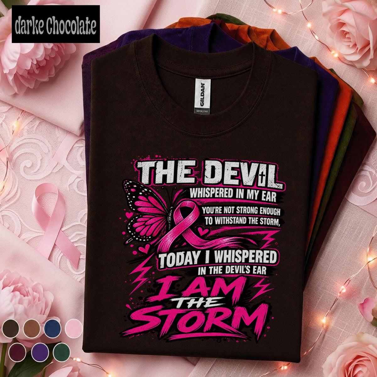 Breast Cancer Awareness Shirt, I Am the Storm Pink Ribbon Tee, Butterfly Cancer Fighter Shirt, Survivor Support Gift, October Pink Tee