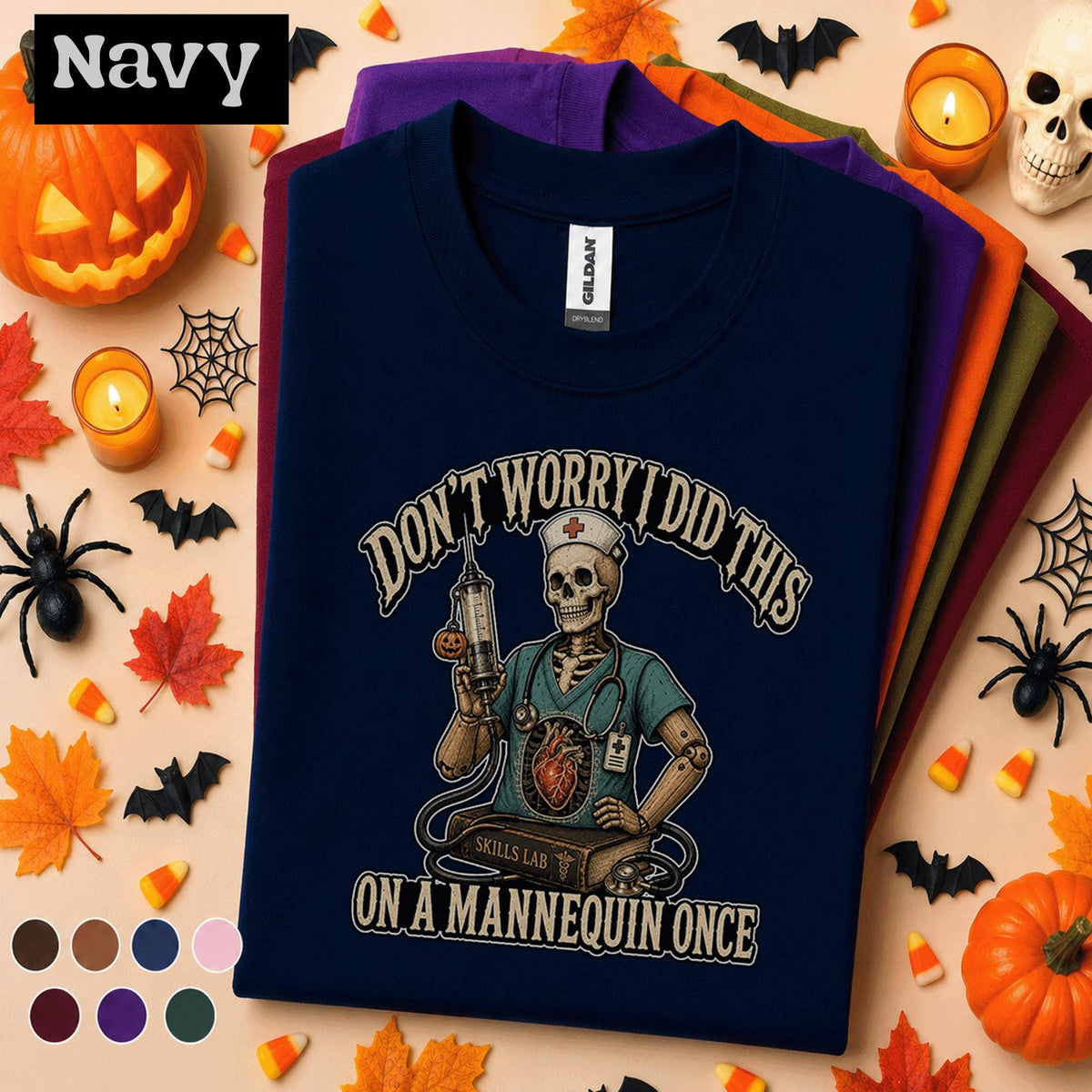 Funny Nurse Halloween Shirt, Nursing Student Skeleton Tee, Skills Lab Humor Shirt, Spooky Nurse Gift, Medical School Halloween T-Shirt