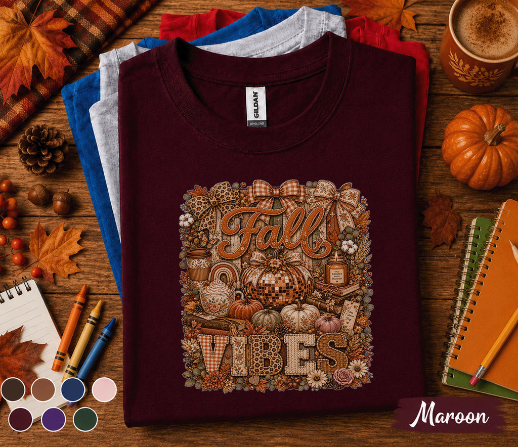 Fall Vibes Shirt Cozy Autumn Pumpkin Coffee Tee Cute Harvest Season Shirt Thanksgiving Outfit Pumpkin Lover Gift Farmhouse Fall Decor