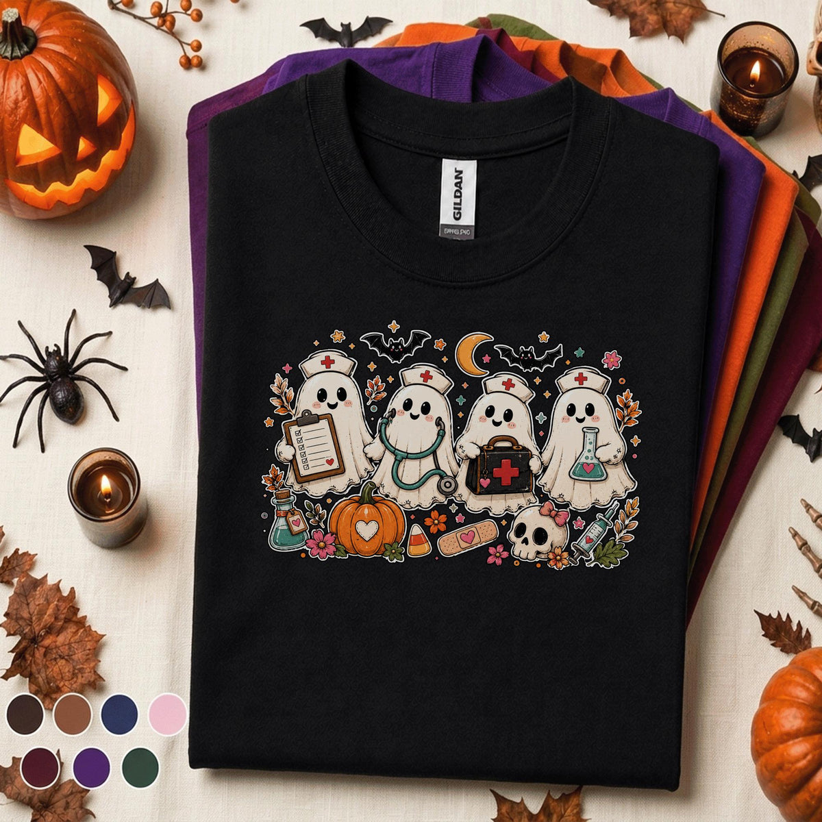 Cute Ghost Nurse Halloween Shirt, Spooky Nursing Tee