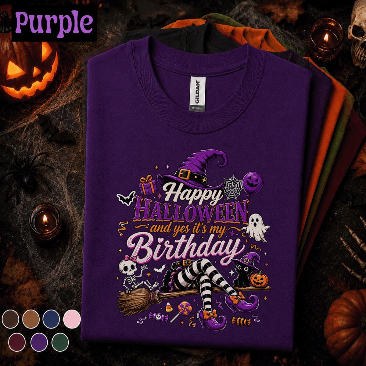 Happy Halloween Its My Birthday Shirt, Halloween Birthday Girl Tee, Witch Ghost Skeleton Pumpkin Shirt, Spooky October Birthday Gift
