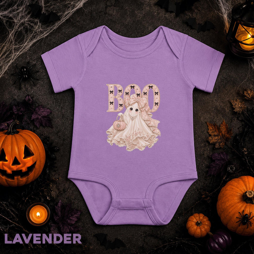 Pink Ghost Baby Bodysuit, Coquette Halloween Outfit, Boo Infant Shirt, Girly First Halloween Gift, Cute Spooky Newborn Costume, Fall Baby