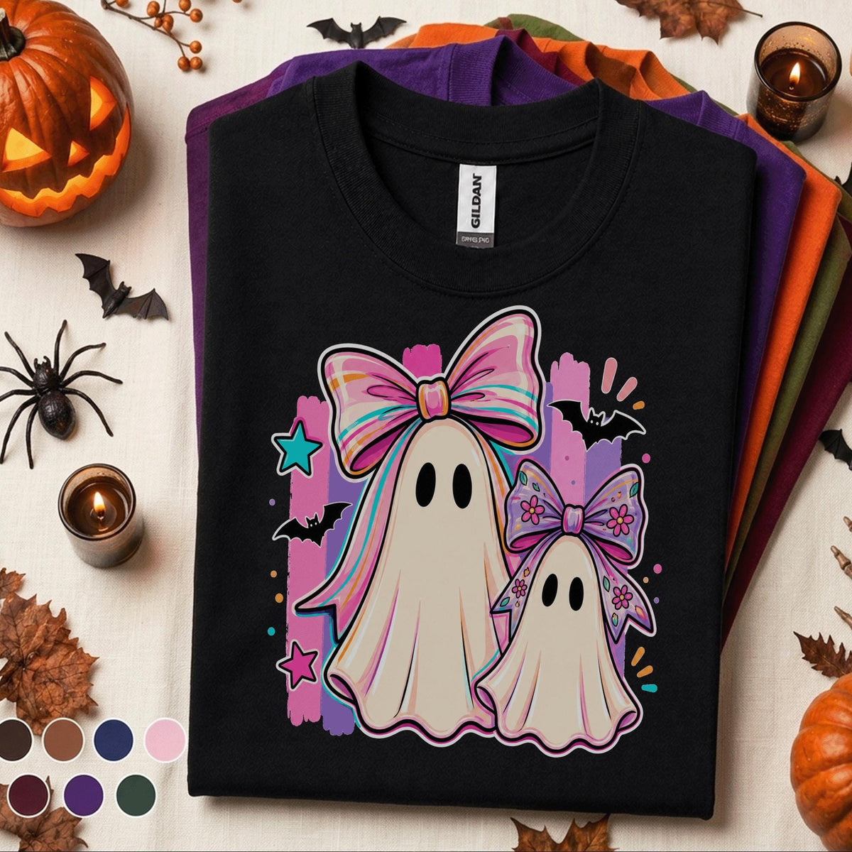Cute Ghost Halloween Shirt, Coquette Bow Ghost Tee