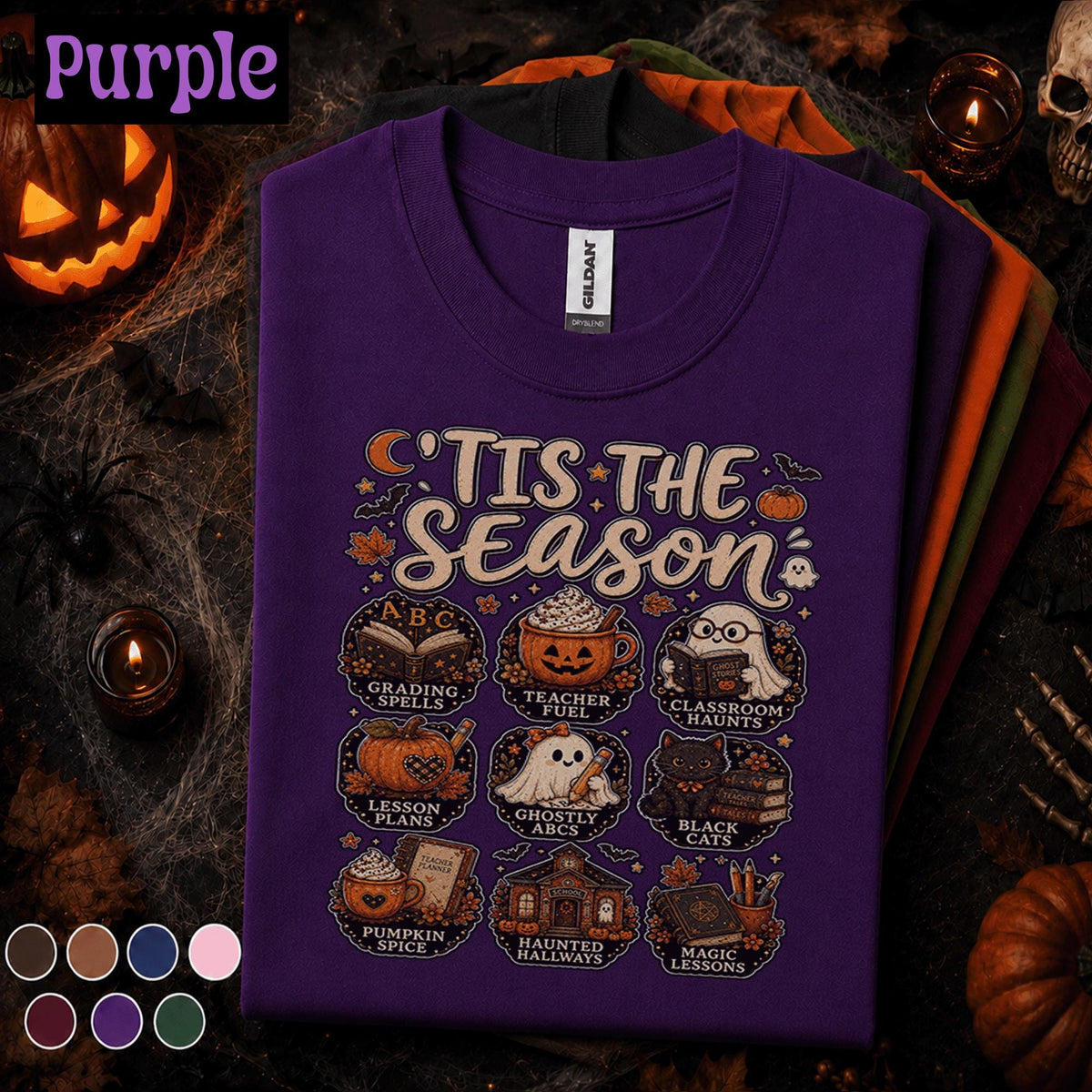 Halloween Teacher Shirt, Tis the Season Teacher Tee, Spooky Classroom T Shirt, Pumpkin Spice School Top, Cute Fall Teacher Gift for Women