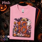 18th Birthday Halloween Shirt, Spooky Number 18 Tee, October Birthday Party Shirt, Ghost Pumpkin Witch Halloween Gift for Teen Girls Boys