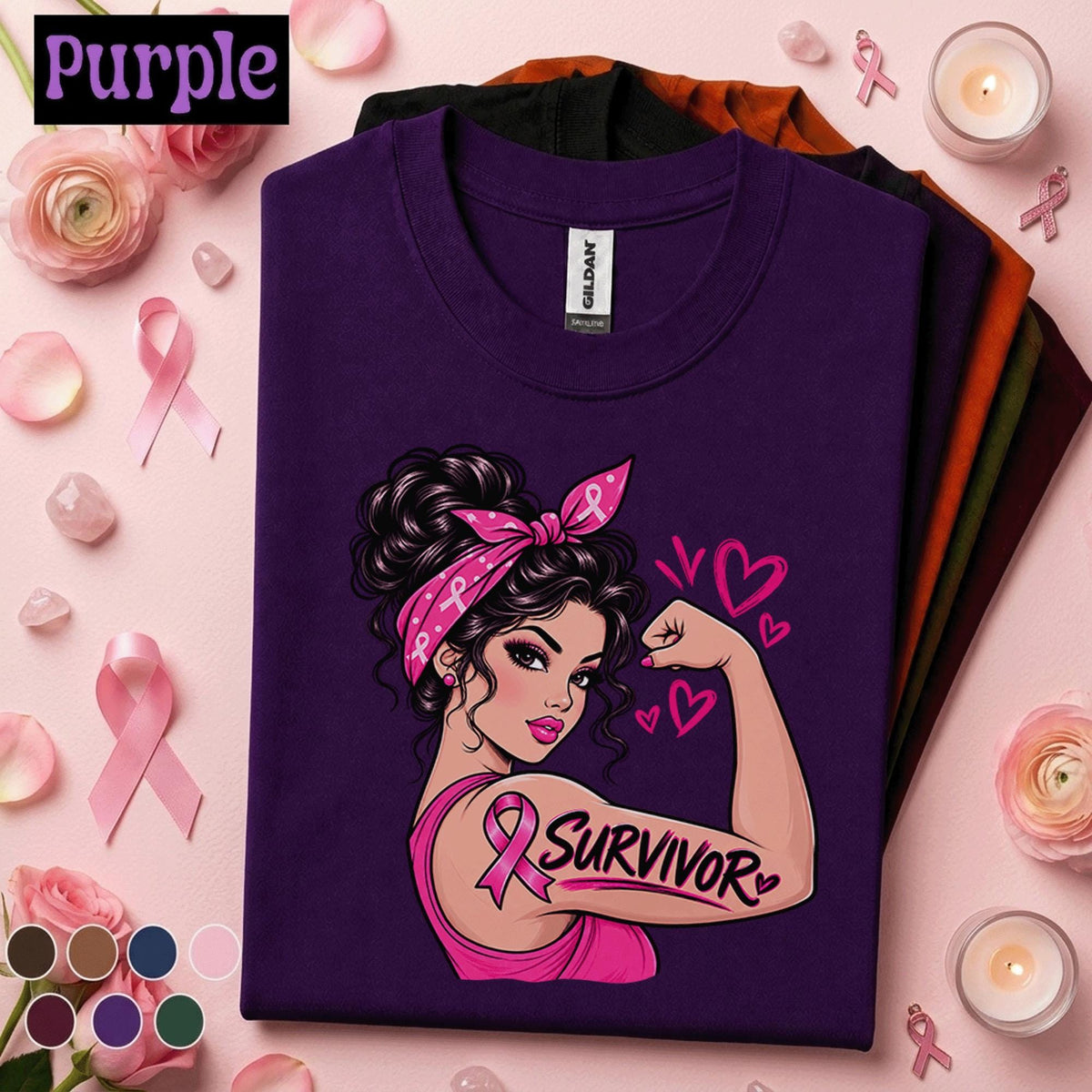 Breast Cancer Survivor Shirt, Strong Woman Pink Ribbon Tee, Breast Cancer Awareness Month Shirt, Warrior Fighter Gift for Women