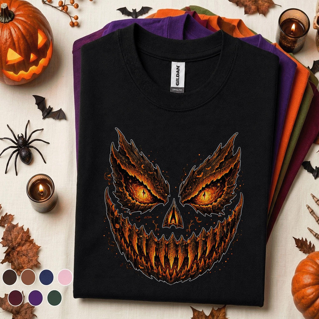Scary Jack O Lantern Halloween Shirt, Evil Pumpkin Face Tee