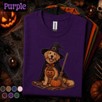 Golden Retriever Witch Halloween Shirt, Cute Spooky Dog Tee, Pumpkin Puppy Shirt, Dog Mom Halloween Gift, Vintage Fall Pet Lover Tee