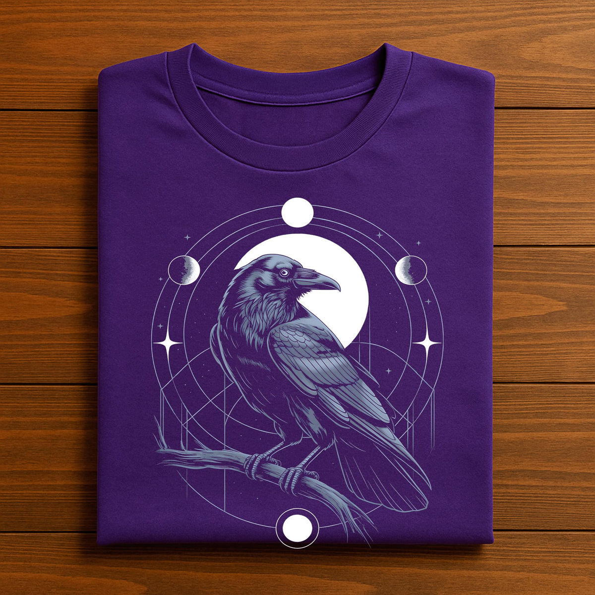 Raven Moon Phase Shirt, Gothic Crow Halloween Tee, Witchy Occult Bird T-Shirt, Cosmic Raven Spirit Animal Shirt, Raven Sweatshirt