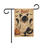 Black Cat Ghost Halloween Garden Flag, Cute Boo Yard Decor, Funny Cat Costume Flag, Pumpkin Spooky Outdoor Porch Garden Decoration