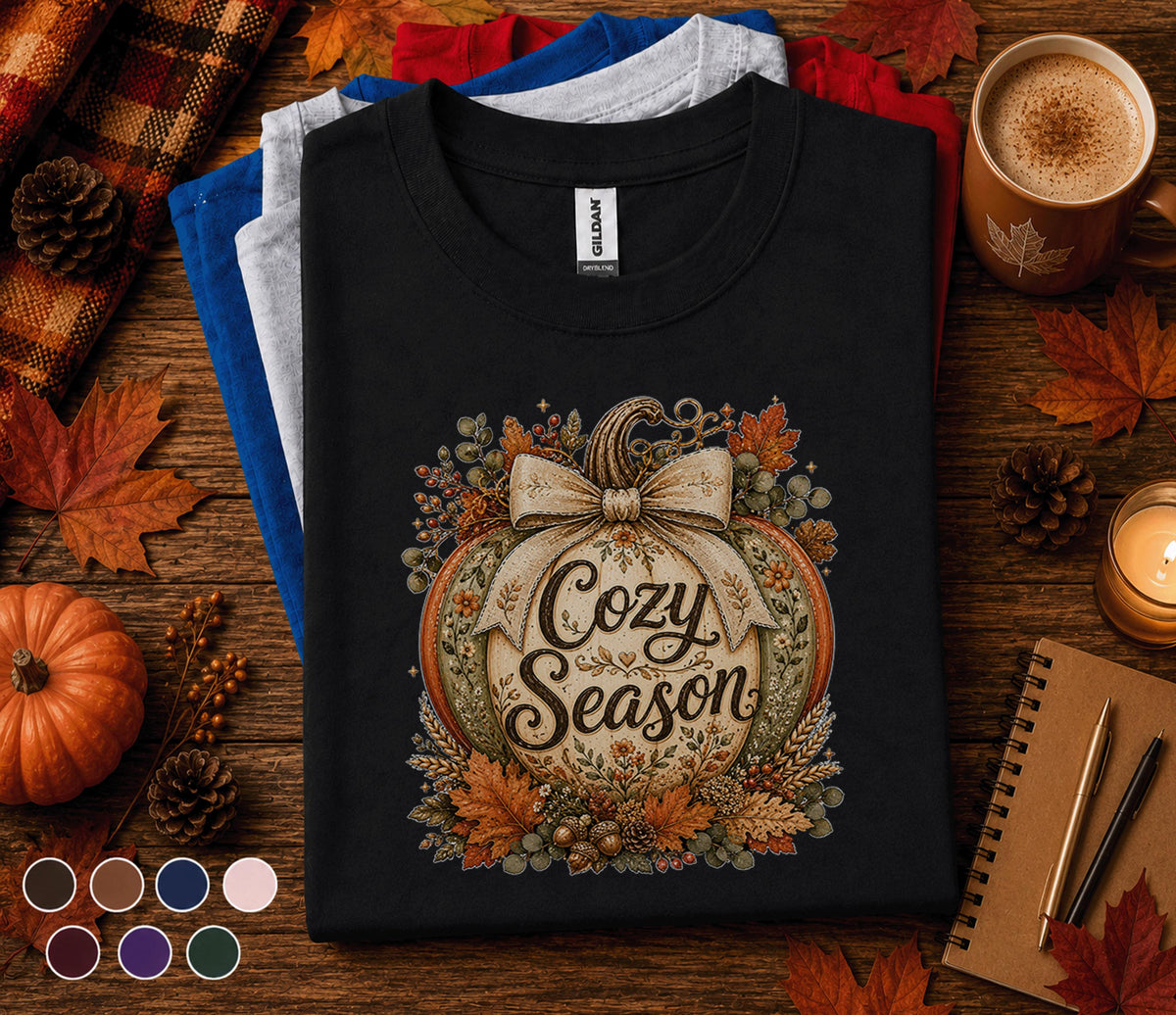 Cozy Season Pumpkin Shirt, Cute Fall Pumpkin Tee, Autumn Harvest Shirt, Thanksgiving Pumpkin Sweatshirt, Cozy Autumn Outfit Gift for Her