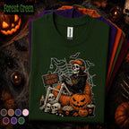Halloween Gamer Shirt, Game Over Skeleton Tee, Spooky Gaming Tshirt, Pumpkin Gamer Gift, Retro Video Game Halloween Costume Kids Youth Boy