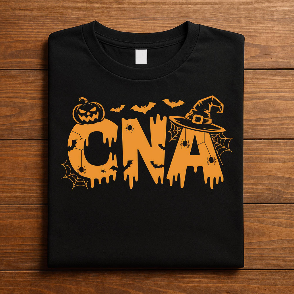 CNA Halloween Shirt, Spooky Nursing Assistant Pumpkin Bat Tee