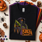 Skeleton Construction Halloween Shirt, Skid Steer Pumpkin Tee