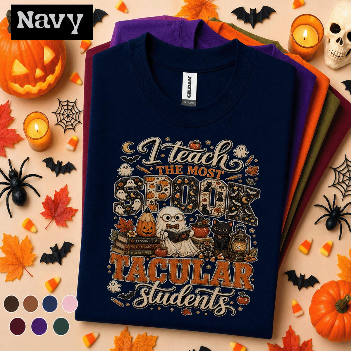 I Teach the Most Spooktacular Students Shirt, Funny Teacher Halloween Tee, Cute Ghost Pumpkin Classroom Shirt, Fall Teacher Gift