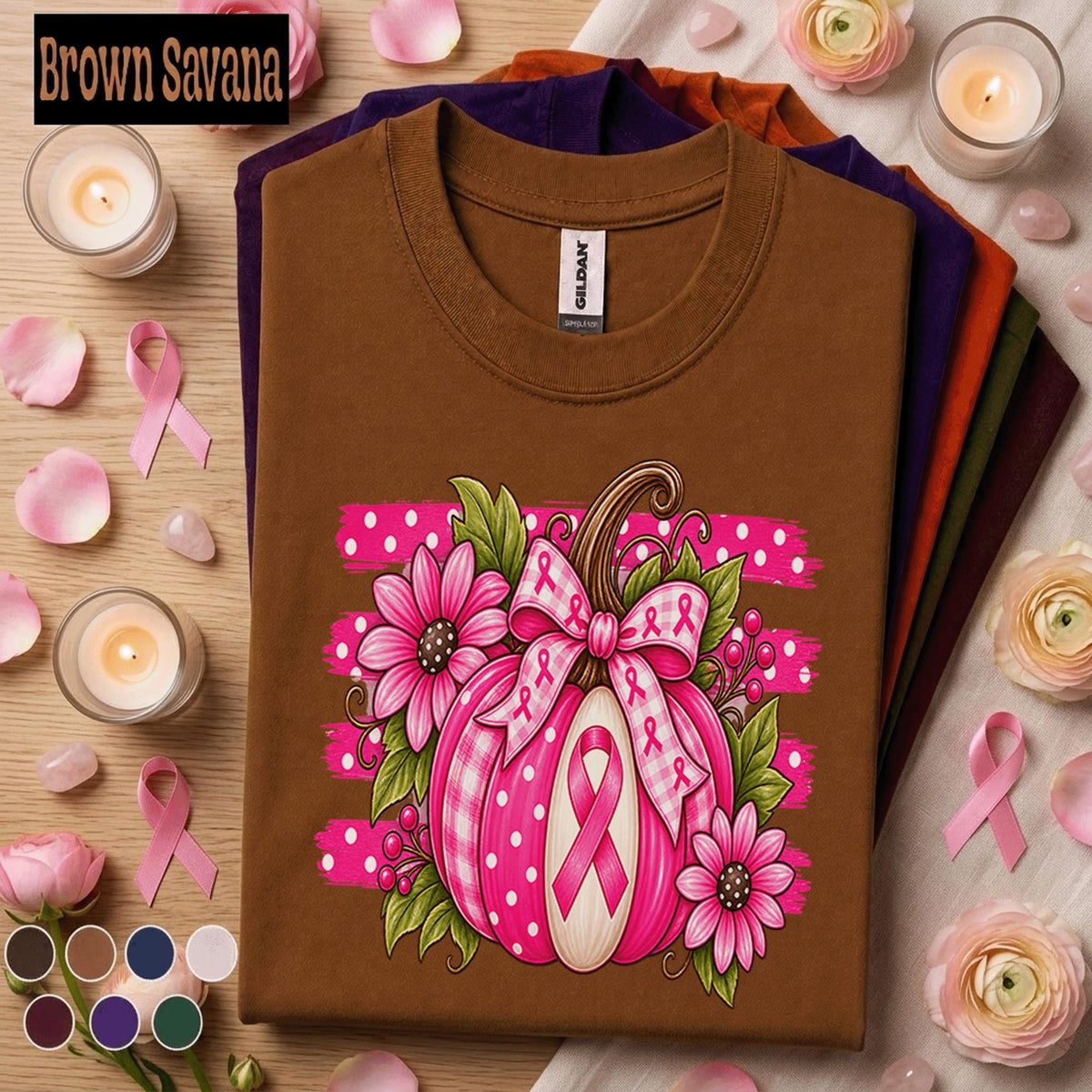 Breast Cancer Awareness Shirt, Pink Ribbon Pumpkin Tee, Fall Pink Out Shirt, October Awareness Floral Pumpkin Support Gift for Women