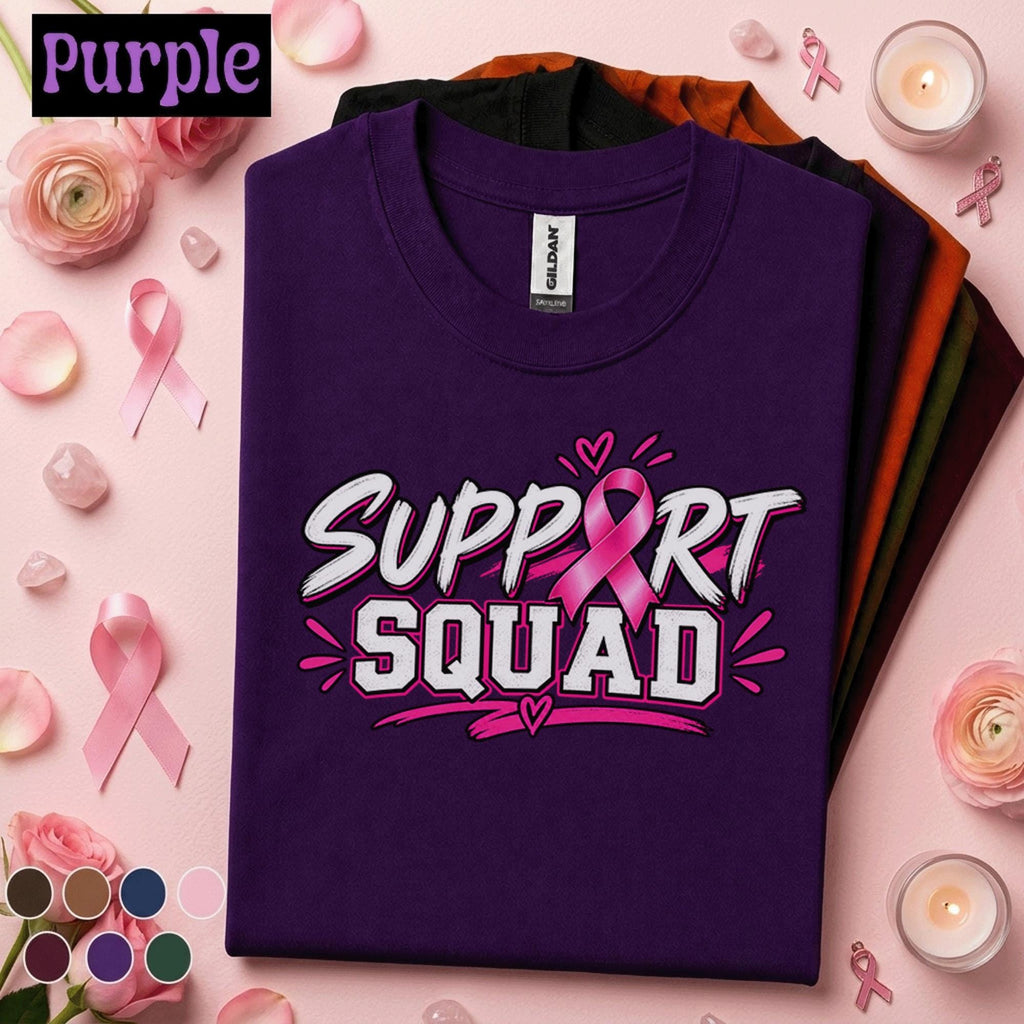 Breast Cancer Awareness Shirt, Support Squad Pink Ribbon Tee, October Awareness Team Shirt, Cancer Walk Family Support Gift for Women Tee