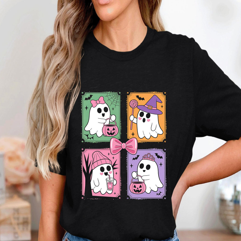 Cute Kawaii Ghost Shirt, Coquette Halloween Ghost Tee, Pastel Aesthetic Spooky Season Top, Girly Ghost Halloween Sweatshirt, Women Halloween