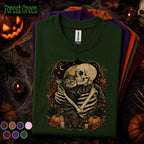 Skeleton Cat Halloween Shirt, Gothic Cat Lover Tee, Spooky Skeleton Hug Shirt, Vintage Halloween Tee, Dark Academia Fall Gift